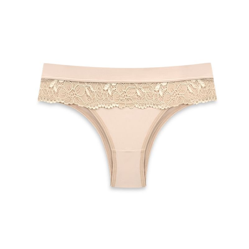 Calcinha modelo tanga em poliamida e renda